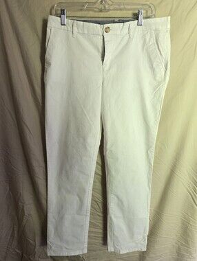 Tommy Hilfiger White Cotton Pants with Navy Waistband